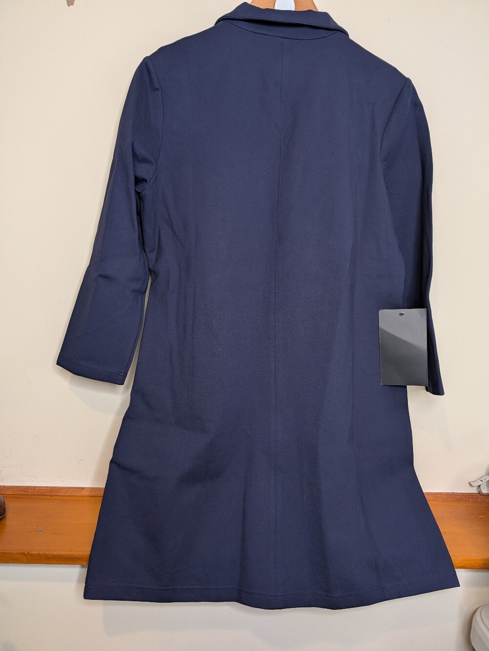 Tuckernuck Navy Ponte Clifton Dress NWT Split Neck Long Sleeve Size L - Picture 5 of 10